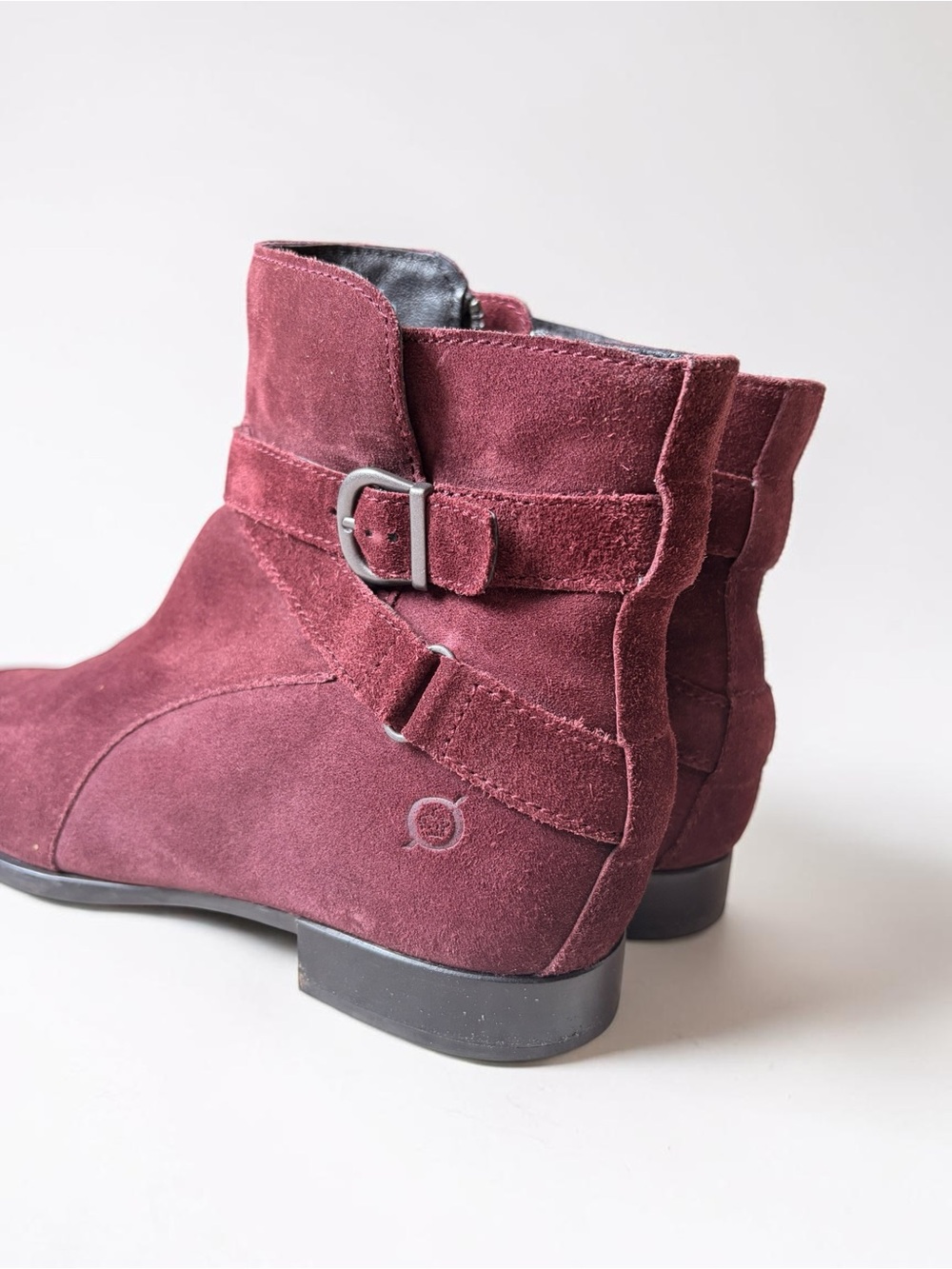 Born Burgundy Red Leather Suede Ankle Boots 8 - Picture 8 of 11